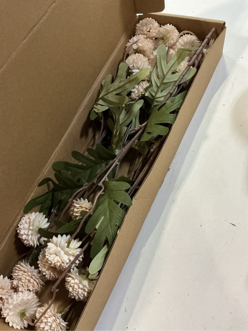 Condition photo showing Good Condition for floroom 5pcs beige faux silk mums artificial flowers, bulk fake small mini chrysanthemums with stems for diy champagne wedding centerpieces floral arrangements vase fillers home decorations beige 5pcs