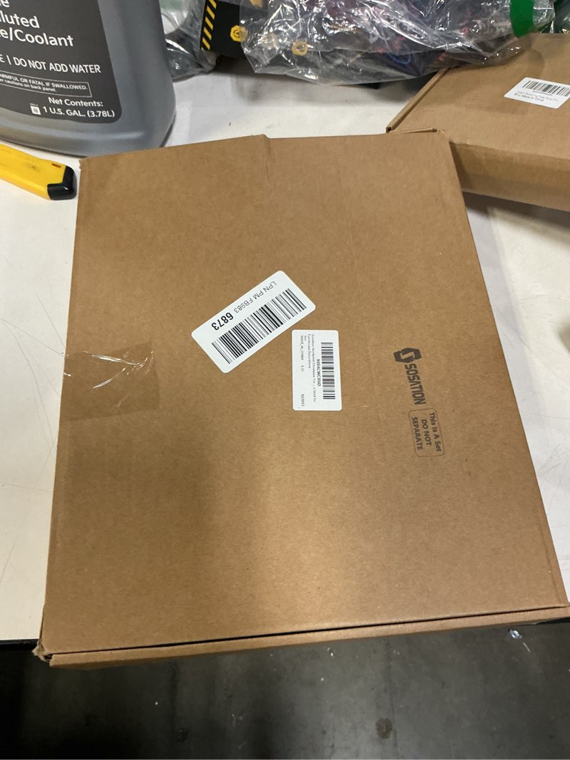 Condition photo showing New/Like New for Sosation Handprint Christmas Tree Skirt Set 48 Inch Memory Making Burlap Christmas Tree Rustic Linen Xmas Skirt for Farmhouse Decorations