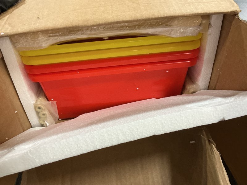Condition photo showing New/Like New for delta children kids toy storage organizer with 12 plastic bins - greenguard gold certified, natural/primary