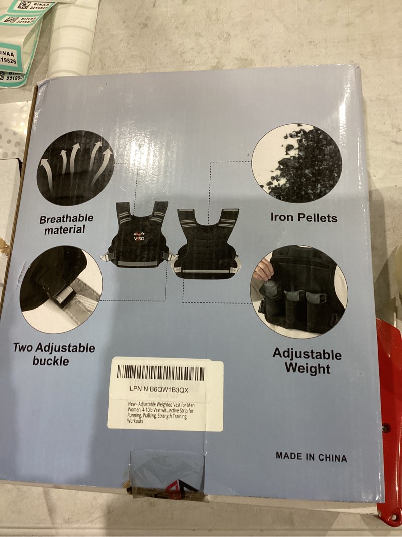 Condition photo showing New/Like New for VBSD Adjustable Weighted Vest for Women Men 4-10lb/11-20lb/20-32lb Vest with 6 Ironsand Weights Body Weight Vest with Reflective Strip for Running Walking Strength Training Workouts 4-10LB Black