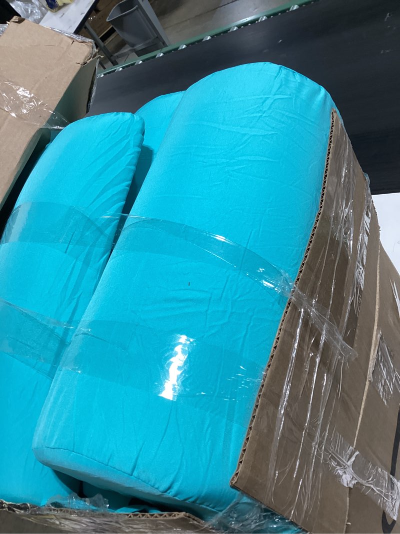 Condition photo showing As Is for tudomro 2 pcs peacock blue 66'' outdoor chaise lounge cushion waterproof patio lawn pool chaise lounge cushion with headrest pillow & ties weather fade resistant replacement longue chair pad 2 peacock blue