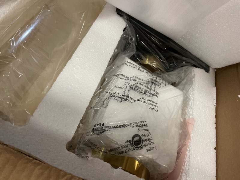 Condition photo showing New/Like New for CosmoLiving by Cosmopolitan Metal Pillar Candle Holder with Metal Stand, 10" x 5" x 17", Gold Gold 10" x 5" x 17"