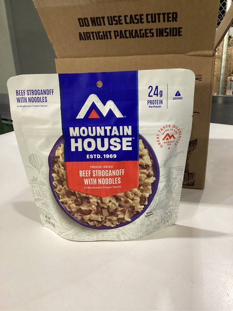 Condition photo showing New/Like New for Mountain House Beef Stroganoff with Noodles | Freeze Dried Backpacking & Camping Food | 6-PackBEST BY MAY 2055