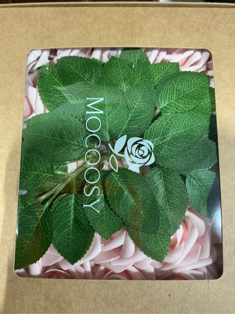 Condition photo showing New/Like New for mocoosy 50pcs artificial rose flowers, blush pink roses real touch foam fake rose bulk with stem for wedding bouquets centerpieces bridal shower party home diy artificial flower arrangement decoration