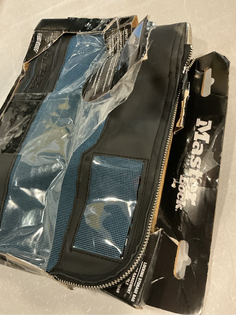 Condition photo showing Good Condition for master lock money bag with key lock and zipper for cash, 11-1/2 in. long locking portable travel money pouch protects passports, valuables, 7120d, blue