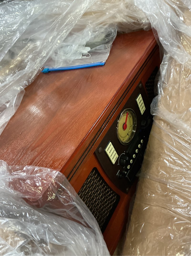 Condition photo showing Good Condition for Victrola Navigator 8-in-1 Bluetooth Record Player with Built-in Speakers– 3 Speed Turntable, CD Player, Cassette, FM Radio, USB, RCA Out, Headphone Jack, Wireless Music Streaming, Real Wood (Mahogany)