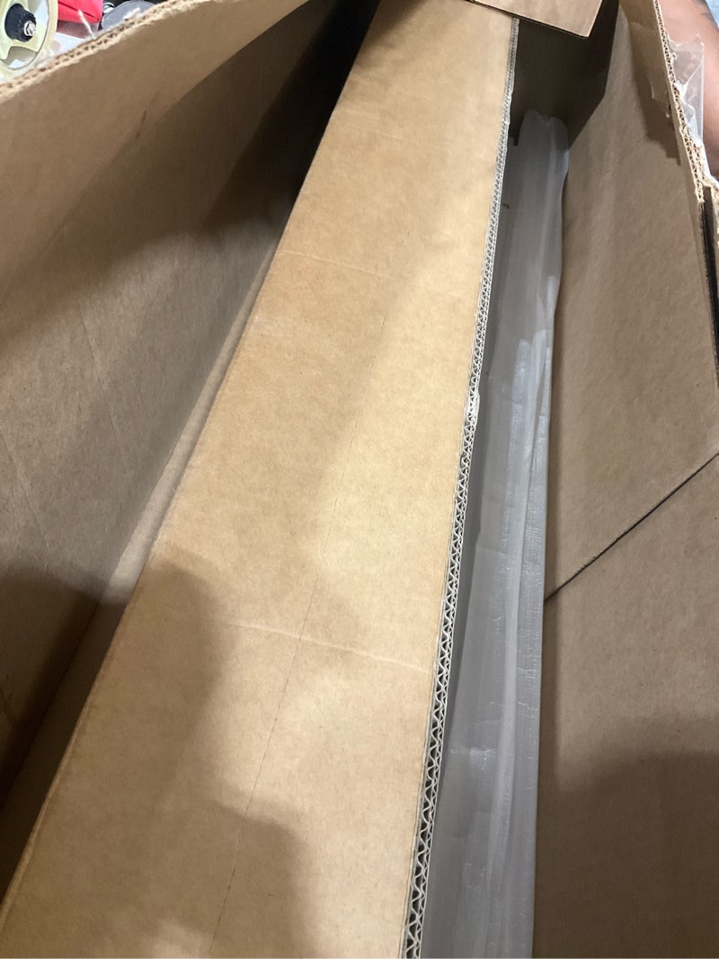 Condition photo showing As Is for curtain track, ceiling curtain track for room divider, ceiling mount rail set with roller hooks, white, 12ft - 18ft white 12ft - 18ft