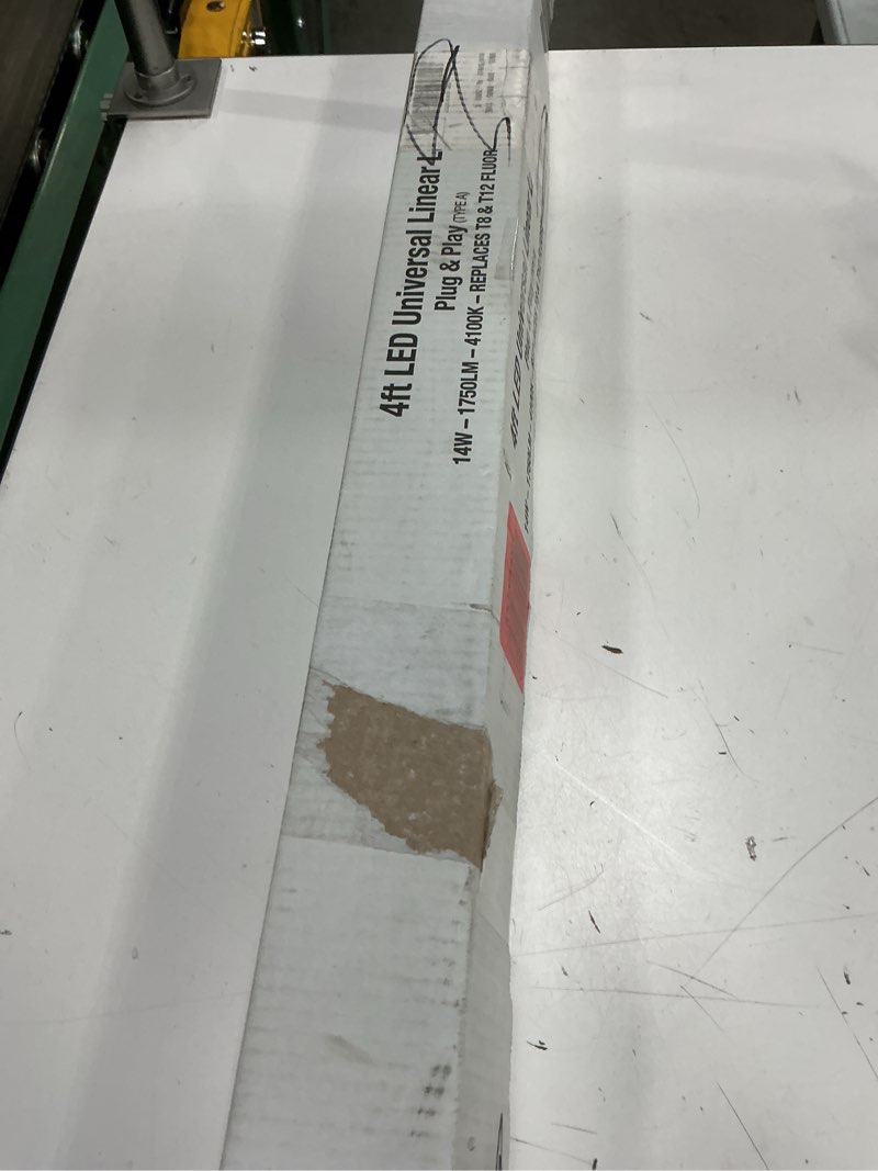 Condition photo showing New/Like New for feit electric t8 led bulbs 4 foot, 40 watt equivalent, type a tube light, plug & play, t8 or t12 led tube light, led fluorescent replacement, frosted, t48/840/ledg2/4, 4100k cool white, 4 pack 4100k (cool white) g13 base