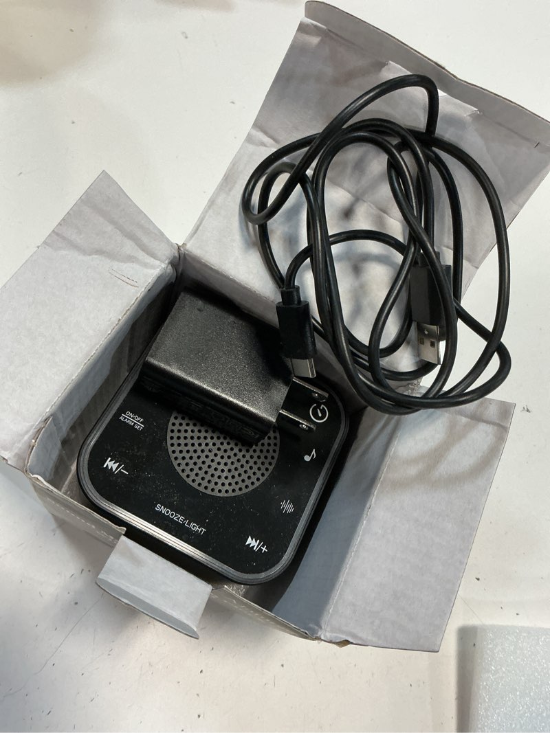 Condition photo showing Good Condition for Alampan White Noise Sound Machine with Alarm Clock, 30 Soothing Sounds, Noise Machine for Sleeping, RGB Night Light, Digital Clock, Adults, for Bedside, Nightstand, Including Fan, Rain, Bird, Ocean