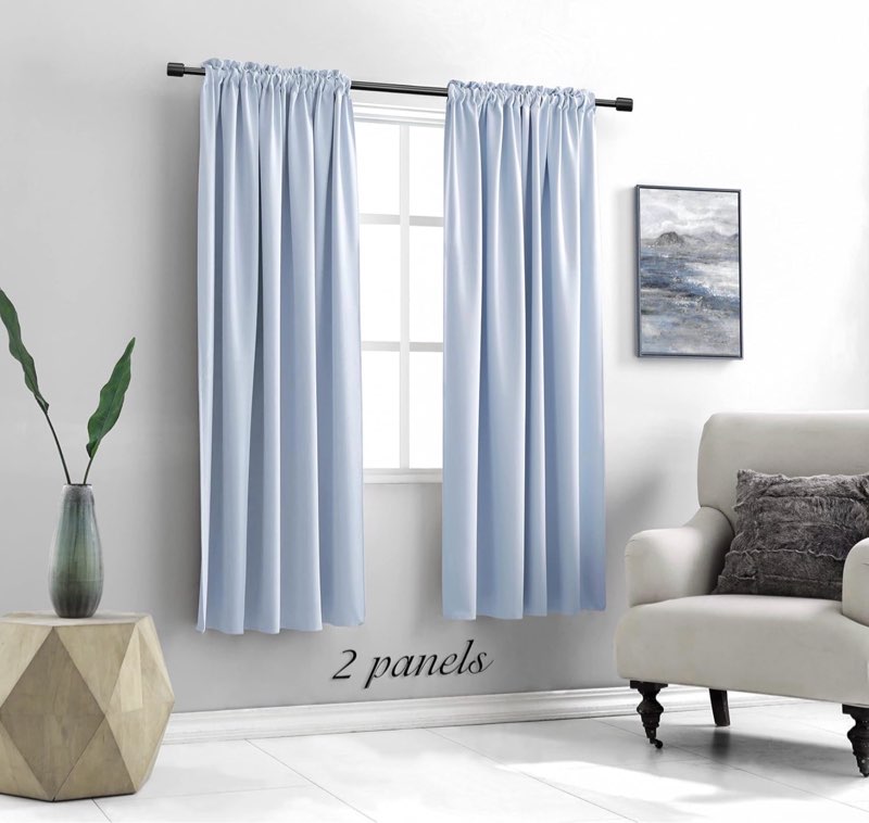 DONREN Dream Blue Room Darkening Thermal Insulated Curtains Drapes for Nursery,Rod Pocket Blackout Curtains for Bedroom(2 Pieces,52 inches Wide by 63 inches Long) Light Blue 52\"W x 63\"L (Pack of 2)