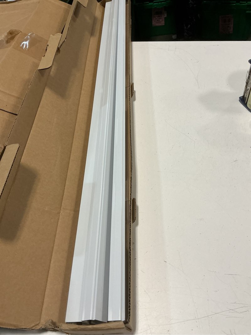 Condition photo showing As Is for makefeile ceiling curtain tracks 9ft,curtain track wall mount,ceiling mounted sliding door curtains rails outdoor extra long curtains rod room divider track for living bedroom with hooks,white white 9 ft (3 pieces)