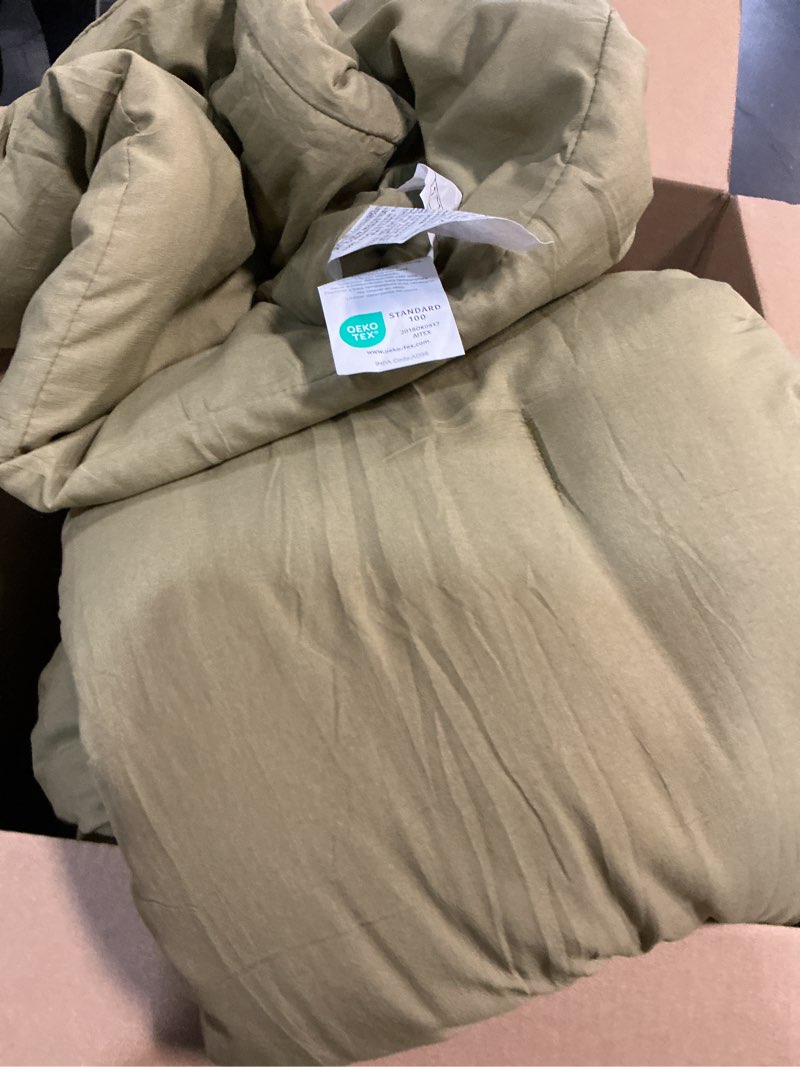 Condition photo showing As Is for Bedsure Queen Size Comforter Set, Olive Green Soft Prewashed Bedding for All Seasons, 3 Pieces GentleSoft™ Warm Down Alternative Bed Set, 1 Lightweight Comforter (90"x90") and 2 Pillowcases (20"x26") Queen 20 - Olive Green