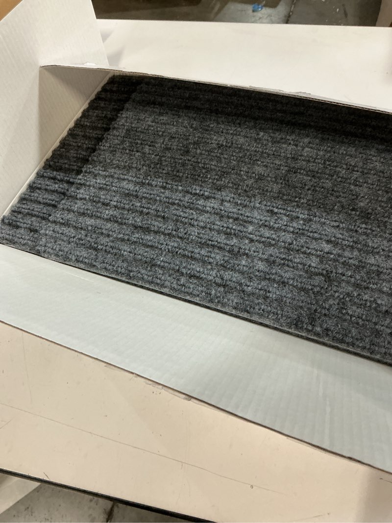 Condition photo showing Good Condition for Extra Wide Non Slip Stair Treads for Wooden Steps 9" x36'' – 15 Pack Extra Wide Carpet Runners with Reusable Adhesive, Step Pads for Dogs, Kids, Seniors, Machine Washable – Dark Grey 9x36inches Grey 15
