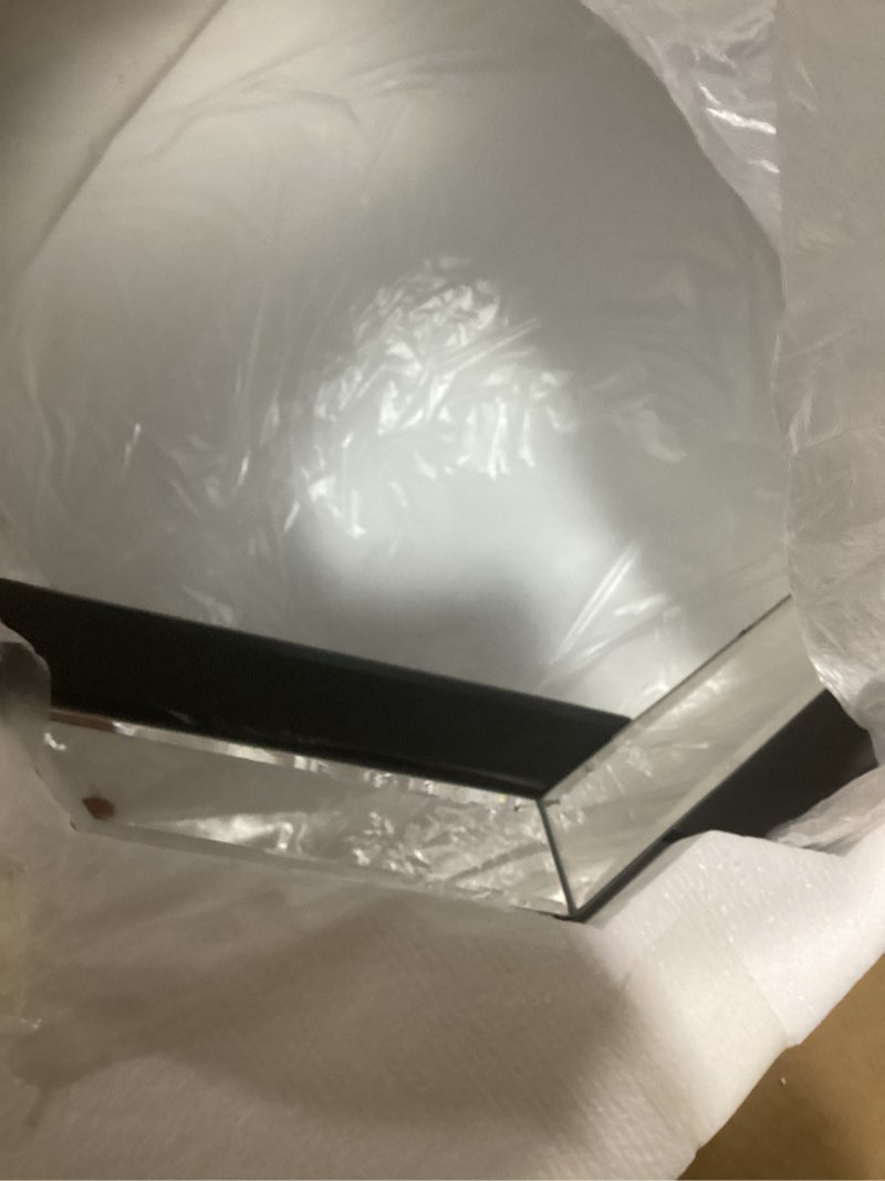 Condition photo showing Good Condition for Bathroom Mirror Black-24”X24” Wall Mirrors Decorative, Beveled Edge Frameless Mirror for Wall Bathroom, Vanity Room, Bedroom, Living Room and Enterway