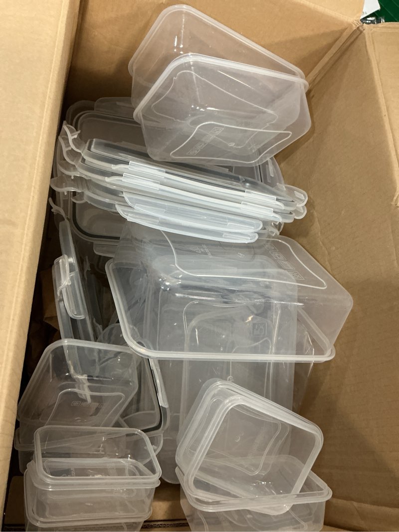 Condition photo showing Good Condition for rockberry 50 pcs large food storage containers with lids airtight-85 oz to small containers-total 526oz stackable kitchen set -bpa free leak proof containers- freezer microwave safe 50pcs