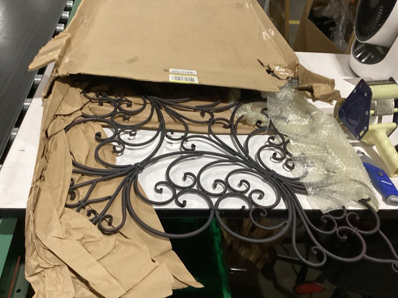 Condition photo showing New/Like New for sintosin vintage scroll wrought iron wall decor 36" x 24", hanging distressed finish traditional large metal art wall decor for living room bedroom fireplace, antique outdoor metal home decor style 1
