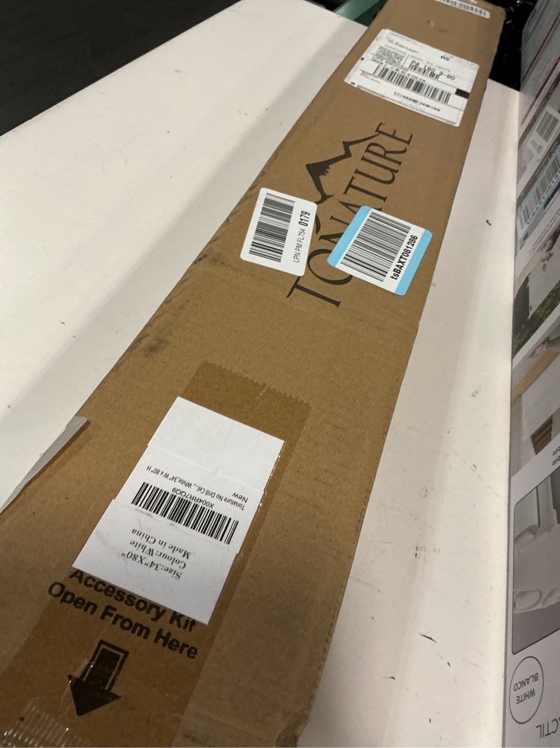 Condition photo showing Good Condition for tonature no drill cellular shades for indoor windows, thermal insulating & noise reducing honeycomb blinds, cordless free stop blinds light filtering, white,34" w x 80" h 34"w x 80"h white(light filtering)