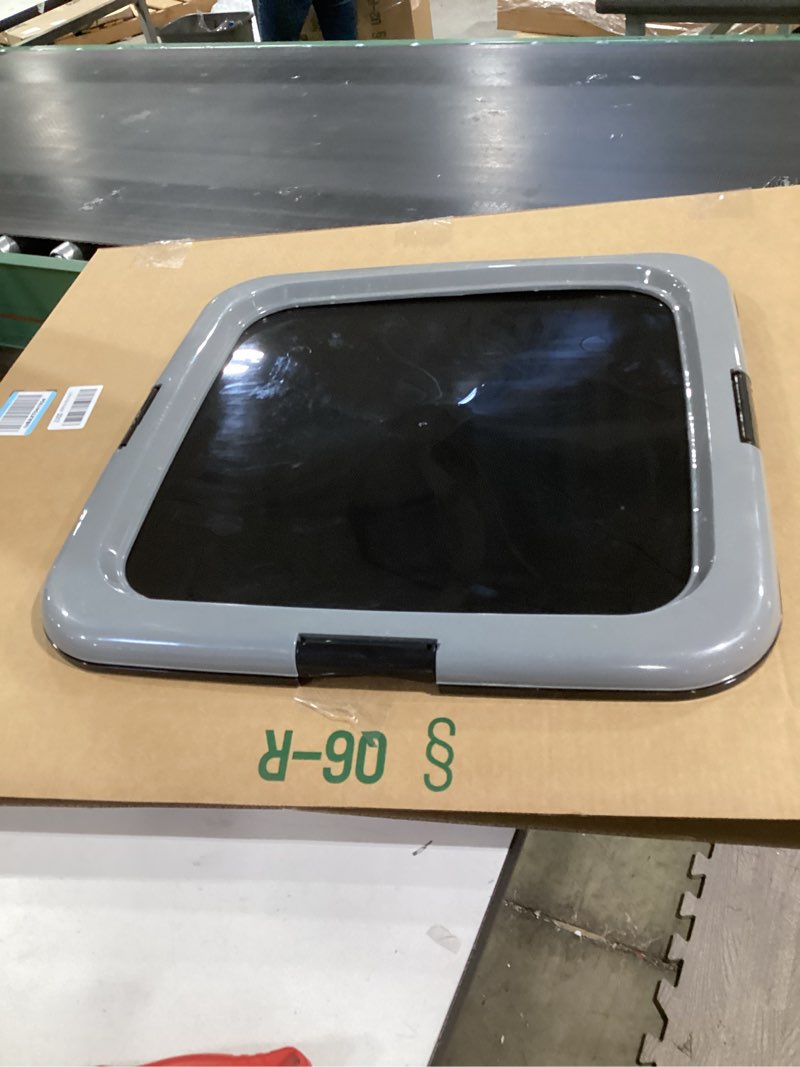 Condition photo showing Good Condition for IRIS USA Pee Pad Holder - for Regular Sized Dog and Puppy Pee Pads, Secured Latches, Non-Skid Feet, High Polish Finish for Easy Cleaning, Leak Protection, Fits 22"x22" Pad or Larger, Black/Gray