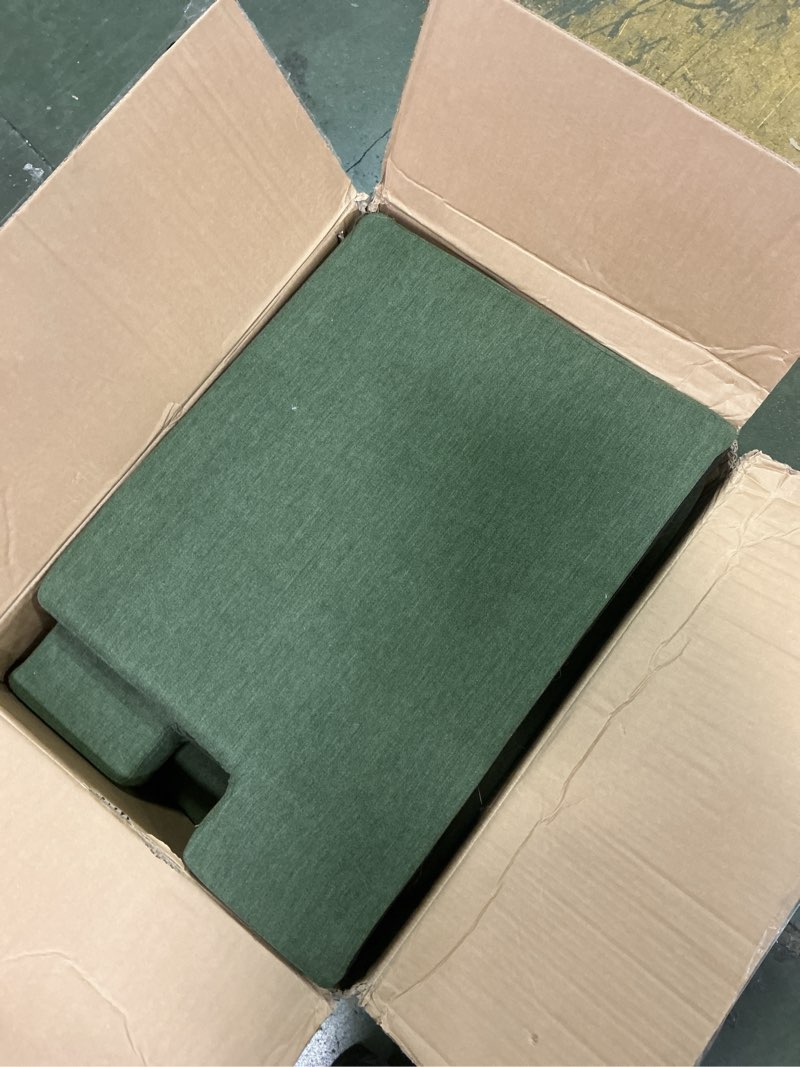 Condition photo showing Good Condition for Mid-Century Accent Chair,Modern Linen Fabric Armchair for Living Room,Comfy Upholstered Reading Accent Chairs for Bedroom,Single Sofa Chair with Wood Legs (Green, 1 Pack) Green 1 Pack