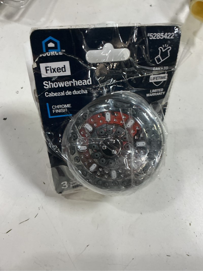 Condition photo showing Good Condition for project source 3 -spray chrome 3-in round shower head 1.8 gpm