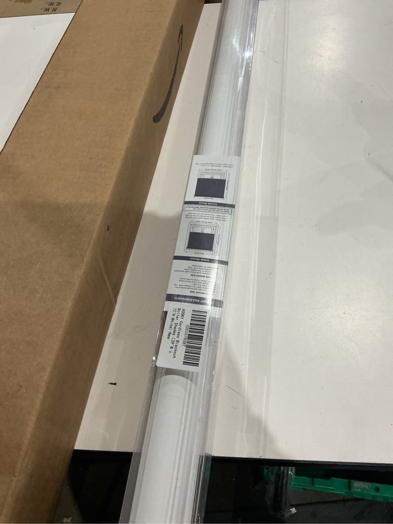 Condition photo showing New/Like New for aosky cordless roller shades blackout blinds for windows room darkening rolled up shades with spring system, uv protection window shades door blinds for home and office (39" w x 72" h,white) 39"w x 72"h white