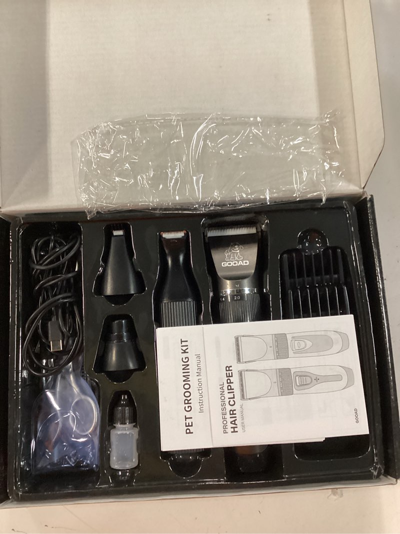 Condition photo showing Good Condition for 4 in 1 dog clippers grooming kit and paw trimmer for thick hair&coats | 3-in-1 clipper+paw trimmer+nail grinder, <60db quiet, cordless,led display, 4 guide combs, detachable titanium-ceramic blade