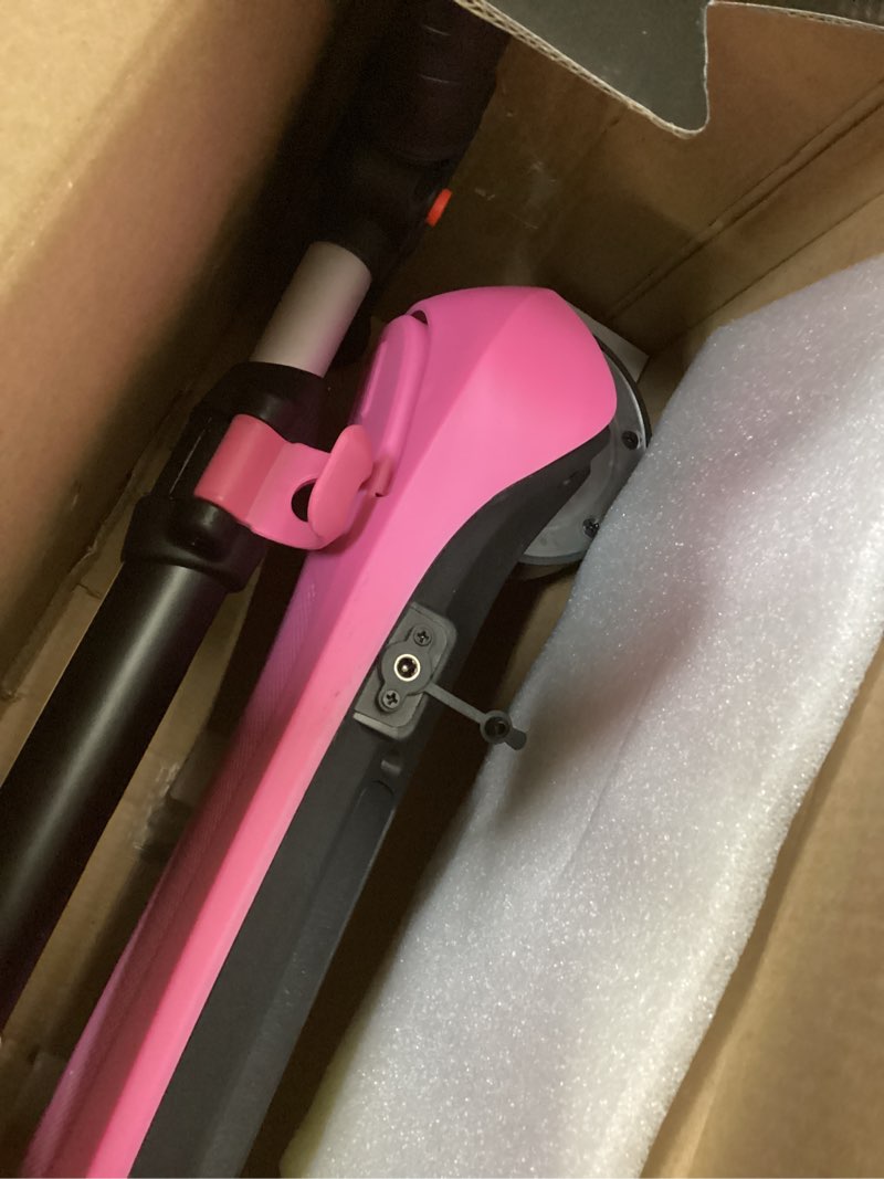 Condition photo showing Good Condition for 24v electric scooter for kids w/150w powerful motor, thumb throttle, lcd screen, bluetooth, light-up stem deck & wheels, 3 adjustable heights, 5mph safe speed, 3 wheel electric scooter for kids pink