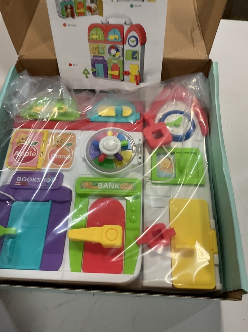 Condition photo showing Good Condition for Toddler Toys for 1-2 Year Old Boy, Musical Montessori Busy Board, Early Educational Toy for Toddlers 1-3, Motor Skills Developmental Toy for 12-18 Month Age, Birthday Gift for 1+ Year Old Boy Girl Multi