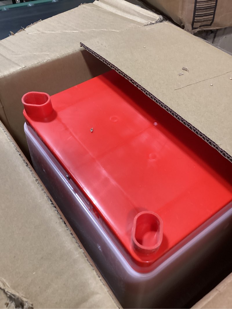 Condition photo showing Good Condition for automatic chicken feeder and waterer set, 5 gallon poultry feeding & watering supplies, elevated water dispenser for chicken, large capacity, red, classic red classic