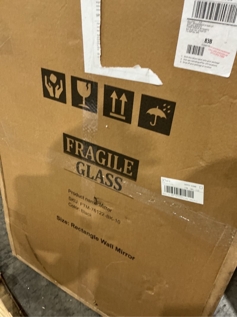 Condition photo showing Good Condition for 30 in. w x 48 in. h oval aluminum alloy framed and tempered glass wall decor bathroom vanity mirror in matte black