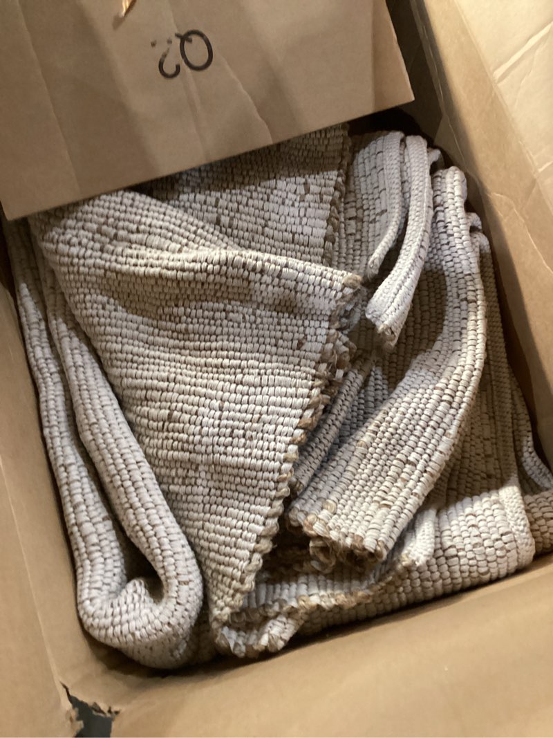 RIANGI Natural Jute Cotton Area Rug - 8x10 Rug - Boho Rugs for Living Room, Bedroom, Dining Room, Ha