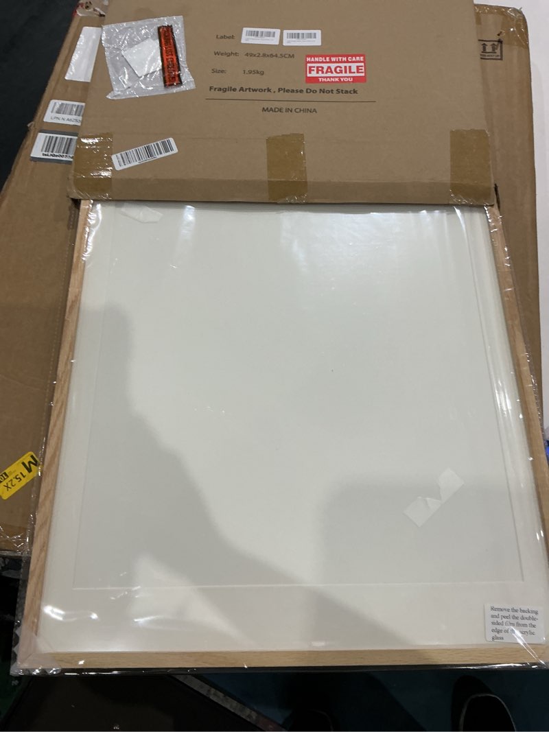 Condition photo showing Good Condition for upwoigh beige solid oak picture frame, 18 x 24 inch with 16 x 20 mat | 0.5 inch frame face, 0.8 inch depth, clear glass front, stable backing, portrait or landscape wall display beige 18.00" x 24.00" 1pack