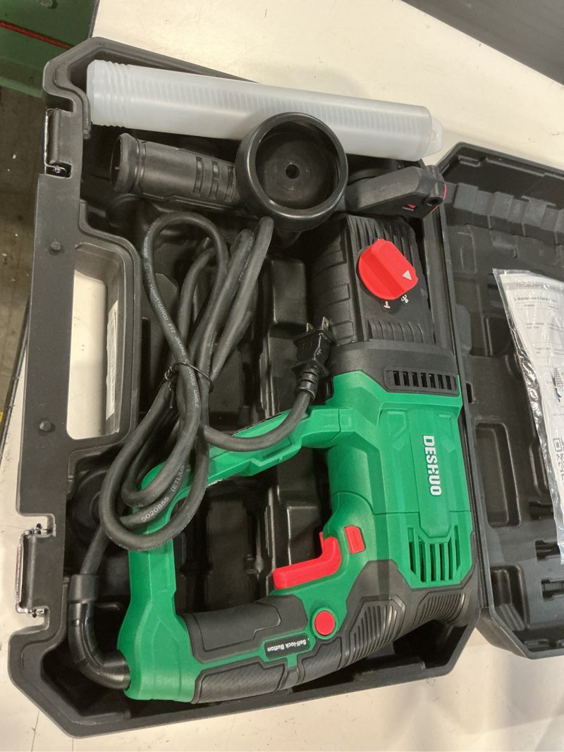 Condition photo showing Good Condition for 1" sds-plus lightweight rotary hammer drill, 9 amp 4 functions corded variable speed rotomartillo with safety clutch for concrete, includes 3 drill bits,2 chisels,carrying case no sds plus adaptor