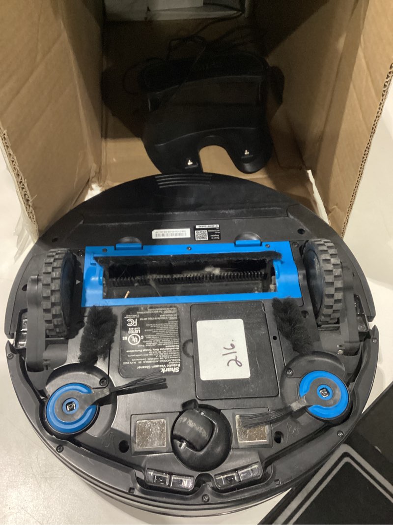 Condition photo showing As Is for MISSING BRUSH USED SIMILAR TO SHARK ION Robot Vacuum R75 WiFi-Connected, Voice Control Dual-Action Robotic Vacuum Carpet and Hard Floor Cleaner, Works with Alexa (RV750), Smoke MODEL NUMBER IN PICTURES 
