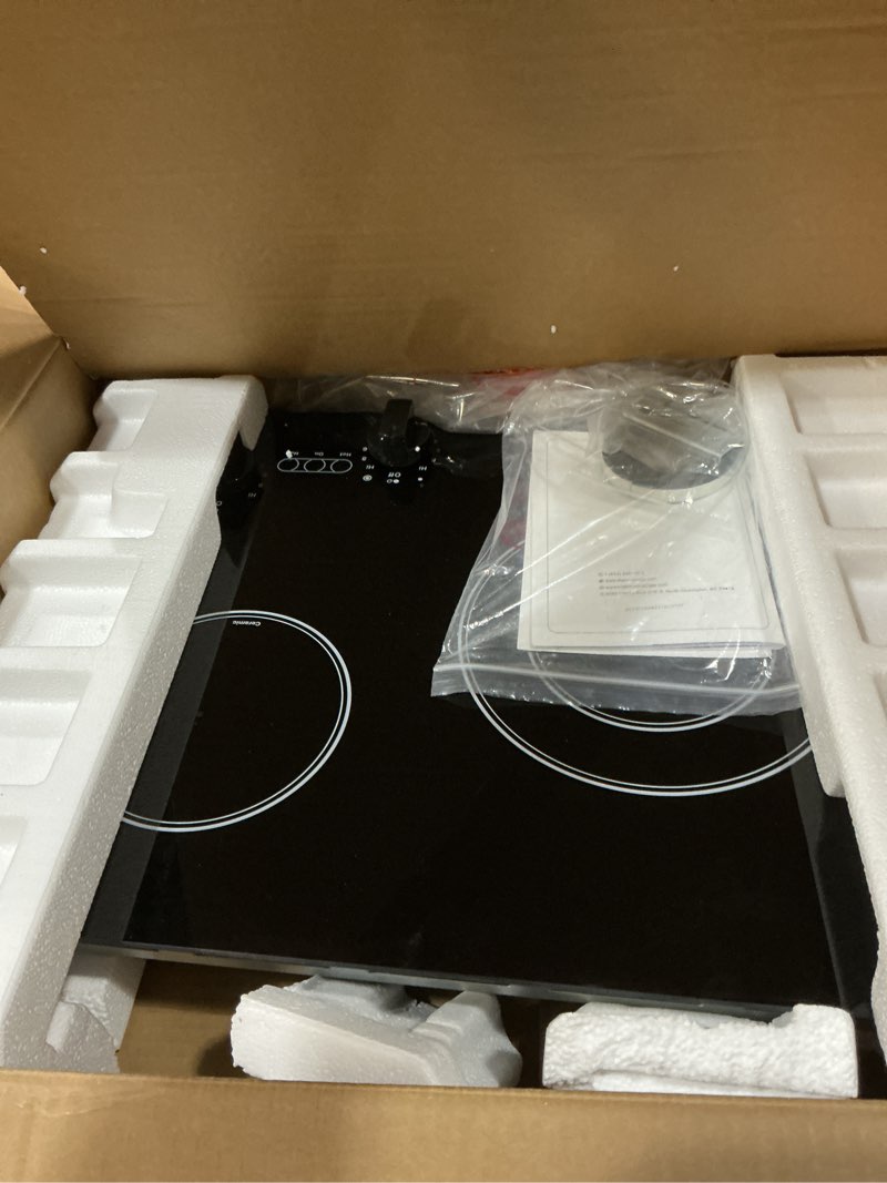 Condition photo showing Good Condition for apartment electric cooktop, thermomate 21 inch built-in radiant electric stove top, 3700w ceramic stove top with 2 burners, ul certified, knob control, 240v 21 inch 2 burners