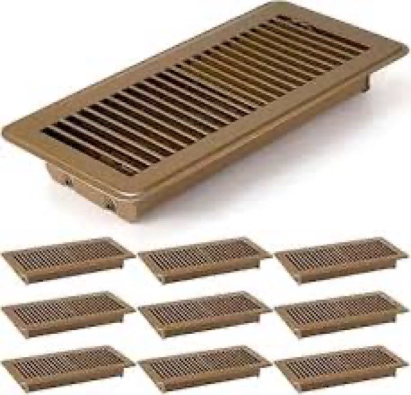 4Pcs Floor Vents Floor Registers 4x12 Inch, Heavy Duty Metal Hot Air Vent Covers 4x12 Inch with Rust-Proof Finish for Home Heater Floor Vent Grilles and Vents 4x12 Inches Brown 4