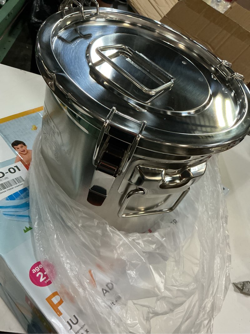 Condition photo showing As Is for 12l/3.2 gal 304 stainless steel food containers 404 oz stainless container with lid and lock airtight canister for storage 304 stainless steel food storage containers stainless bucket