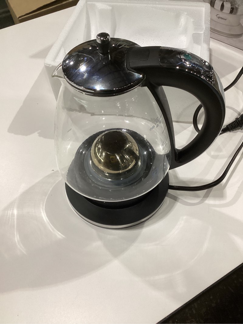 Condition photo showing As Is for Capresso H2O Glass Kettle, 240.02, White and polished chrome, 48 ounces