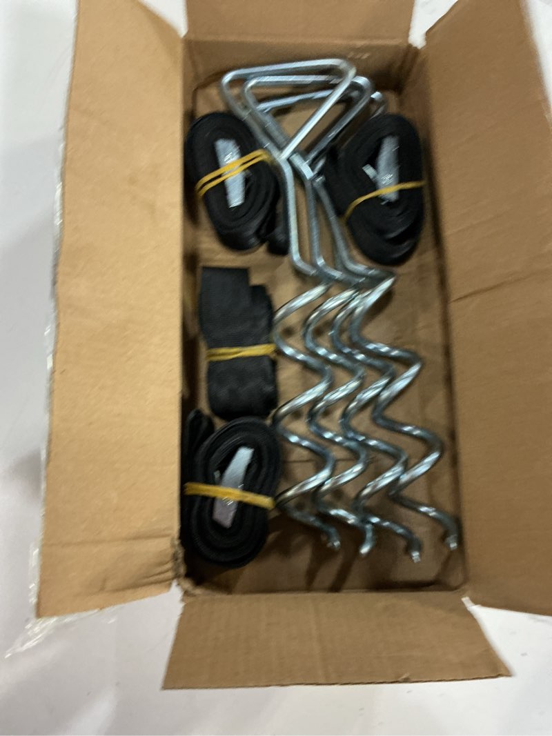 Condition photo showing New/Like New for simple deluxe trampoline stakes heavy duty trampoline parts corkscrew shape steel stakes with t hook trampoline anchor kit tie down kit ground wind stake (set of 4)