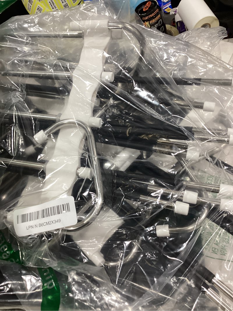 Condition photo showing Good Condition for Upgrade Azeroth Pants Hangers 4 Pack Space Saving S-Type Stainless Steel Clothes Pants Hangers,Anti-Slip Design,Clothes Closet Storage Organizer for Pants Jeans Trousers Skirts Scarf