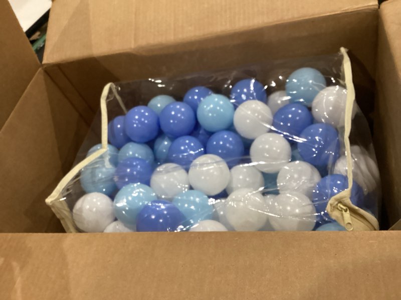 Condition photo showing New/Like New for SIMILAR TO MoonxHome Ball Pit Balls for Toddlers, BPA Free Crush Proof Plastic Toy Balls for Ball Pit, Children's Pool Water Toys, Macaron Ocean Balls for Play Tent 2.15 Inch Pack of 100 200 500 800 1000 D_white&blue 200