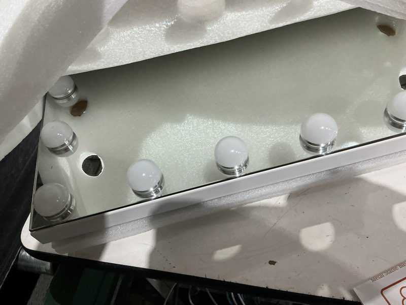 Condition photo showing Good Condition for vanity mirror with lights lighted makeup mirror with dimmable led bulbs,3 color lighting modes,usb charging port touch control,sturdy metal frame design,white (50x40cm, 4.70) white 19.7"l x 16.6"w