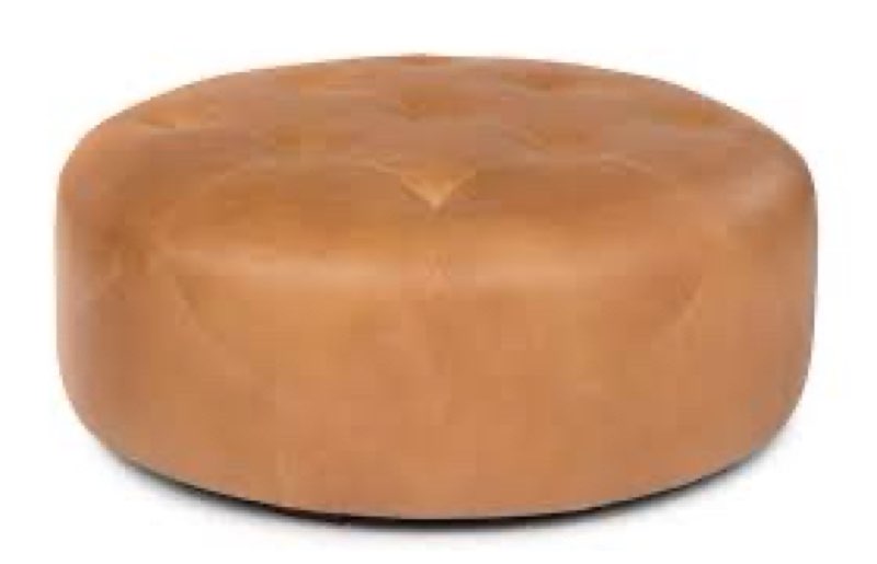 Felicia 37” wide full grain genuine Italian leather ottoman 