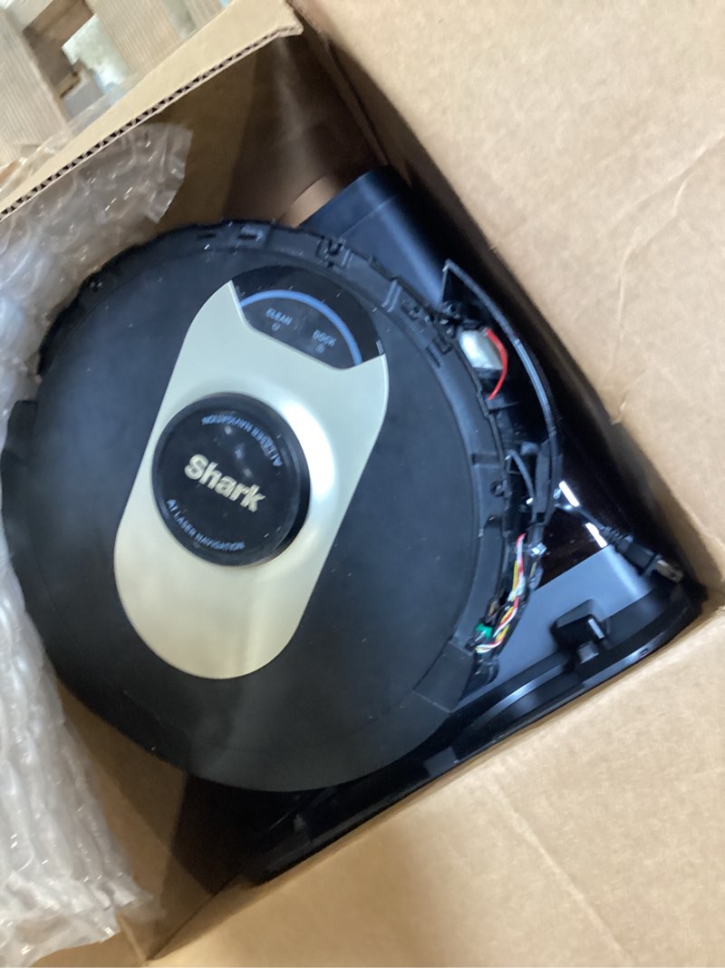 Condition photo showing As Is for shark av2501ae ai robot vacuum with xl hepa self-empty base, bagless, 60-day capacity, lidar navigation, perfect for pet hair, compatible with alexa, wi-fi connected, carpet & hard floor, black ai dry auto empty upto 60 days