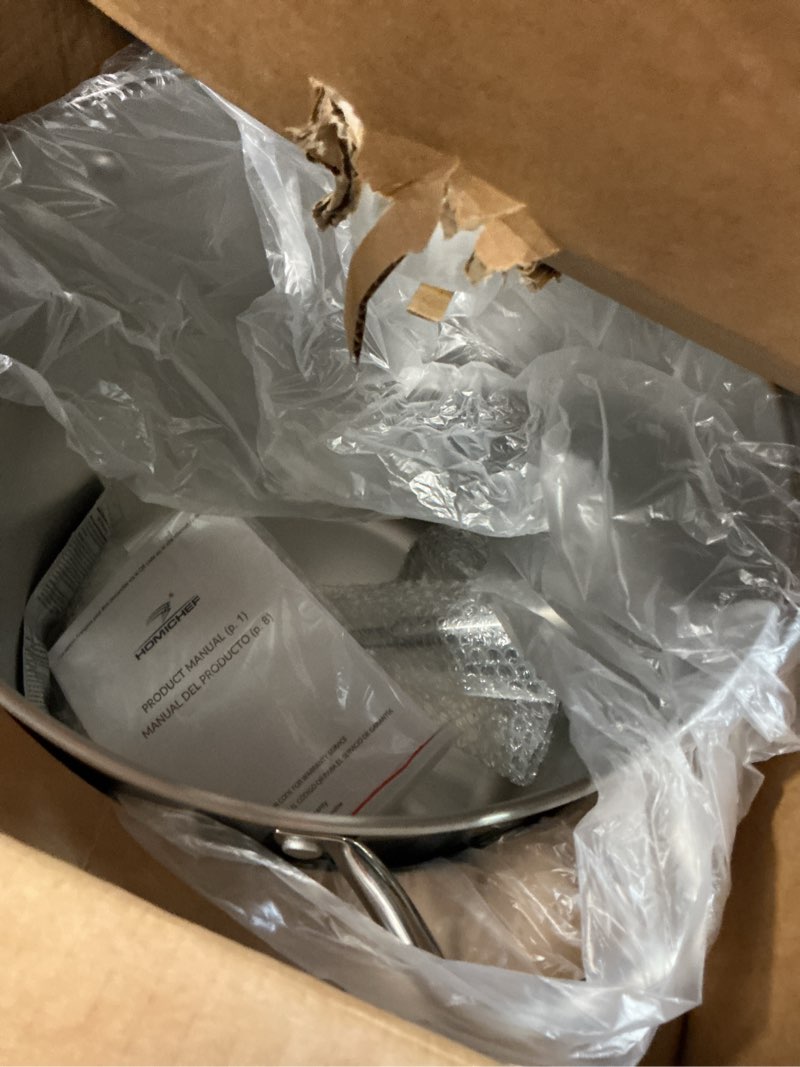 Condition photo showing Good Condition for homichef large stock pot 24 quart with lid - nickel free stainless steel cookware stockpot 24 quart - healthy cookware polished stockpots - heavy duty induction pot soup pot with lid 24 quart mirror polished stainless steel