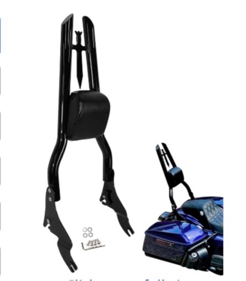 DreDoggMoto Motorcycle Detachable 30" Height Sissy Bar Passenger Backrest Rear Pad Compatible for Harley Touring Road King Street Glide Road Glide Electra Glide Ultra Limited 2009-2024 Black Black 2009-2024