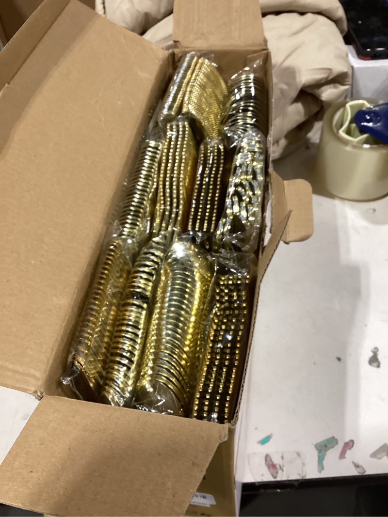 Condition photo showing New/Like New for n9r 300pcs gold plastic silverware, heavy duty gold plastic cutlery set disposable flatware dinnerware, 100 forks, 100 spoons, 100 knives, perfect for party, wedding and daily use gold-300pack