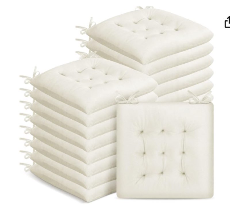 timgle 16 pack seat cushion chair cushions pads patio cushions for furniture chair pads with ties non slip mat for kitchen office dining sofa indoor use, 16 x 16 inch(black)