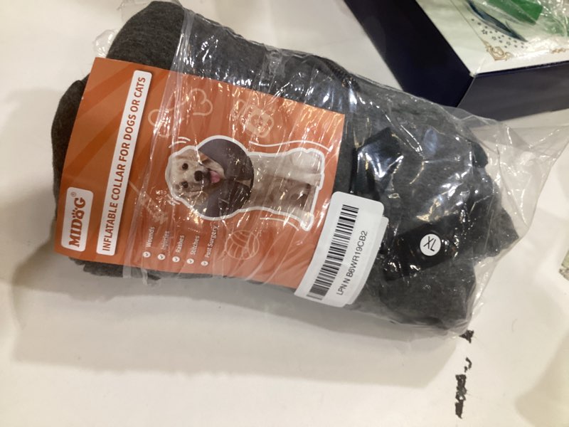 Condition photo showing Good Condition for MIDOG Dog Cone - Inflatable Soft Donut Collar Alternative for Dogs After Surgery, Protective Recovery Collar Prevents Licking, Comfortable E-Collar Alternative for Small Medium Large Dogs (Gray, XL) Grey X-Large(Neck:21"-24")