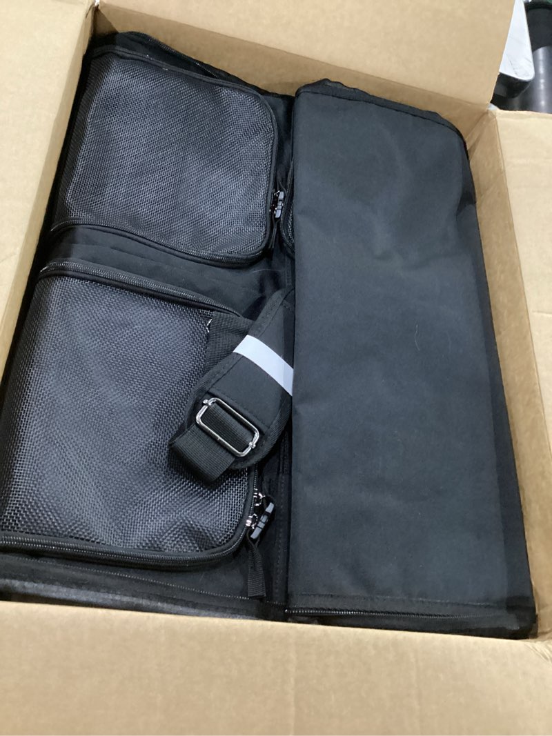 Condition photo showing As Is for cat carrier for 2 cats, foldable double cat and dog carrier, small to medium size, 2 front zippered compartments,two pets carrier for outdoor travel,mulitple cat carrier (black) black with 2 pocket